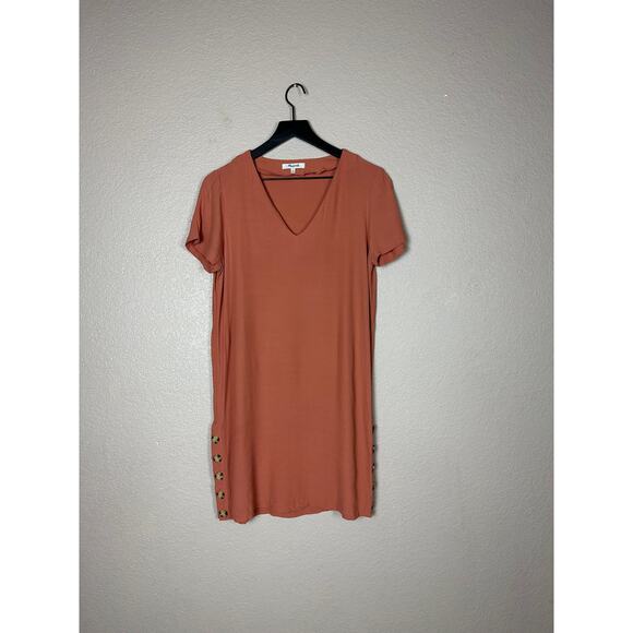 Madewell Side-Button Easy Dress Peach Size Small - Picture 2 of 8